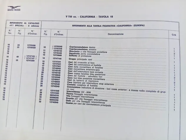 Supplemento Catalogo Parti di Ricambio 1972 2 ed. Moto Guzzi V7 Special 750 cc - Foto 3