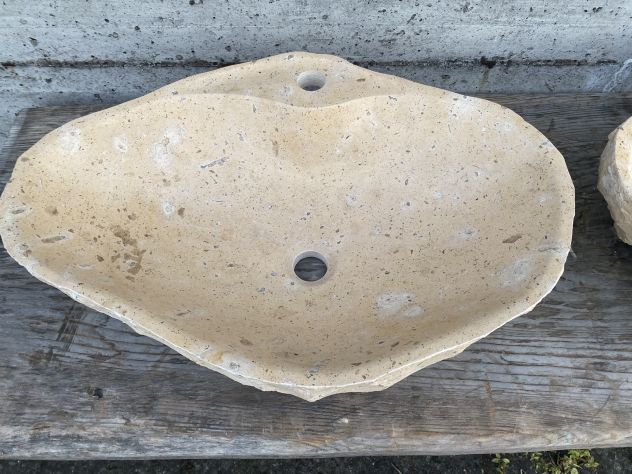 Lavabo lavandino da appoggio in pietra beige 1 - Foto 4