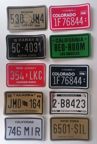 Stickers adesivi targhe auto USA personalizzate anni '80