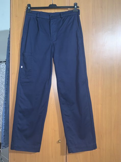 PANTALONI NUOVI DA LAVORO UNISEX IN COTONE BLU SCURO CON 4 TASCHE E CHIUSURA CON - Foto 2
