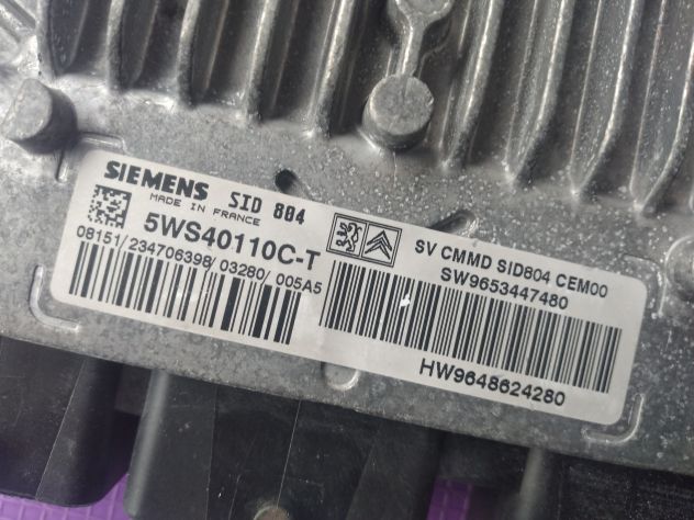 Centralina motore Citroen Peugeot Siemens 5WS40110C-T SW9653447480 SID 804 (5) - Foto 4