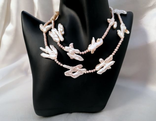 SPETTACOLARE DEMI PARURE COLLANA LUNGA + ORECCHINI PERLE DI ABALONE. - Foto 3