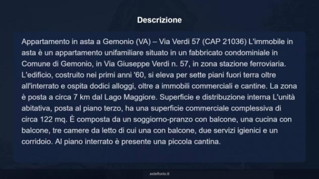 Immobile in asta di 122 m² con più di 5 locali e box auto in vendita a Gemonio - Foto 9