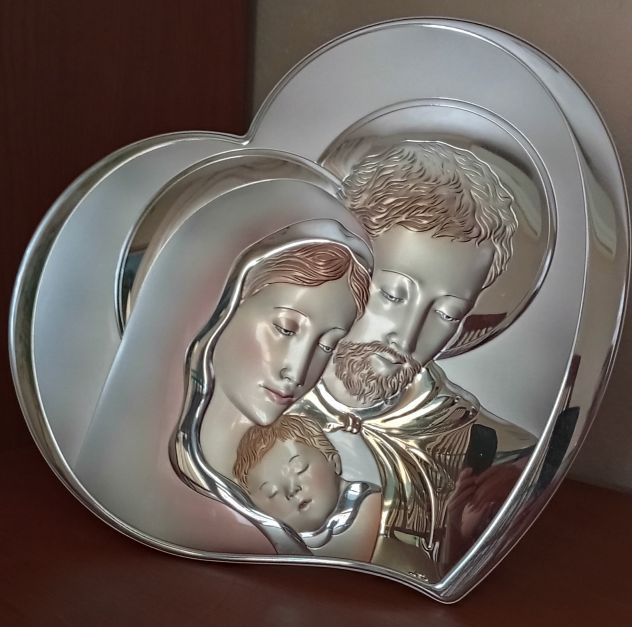 Quadro sacro “Sacra Famiglia” VALENTI in Argento 999,95% NUOVO