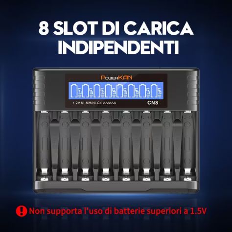 Caricabatterie PowerKan CN8 AA AAA - Foto 6