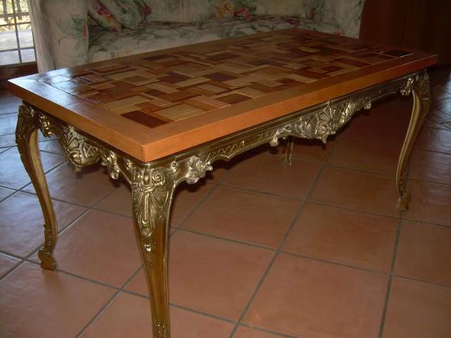 Tavolino salotto piano in legno intarsiato - Foto 2