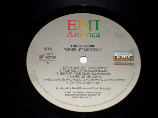 DAVID BOWIE - Never Let Me Down - LP / 33 rpm + Inner 1° Stampa 1987 Italy EMI - Foto 3