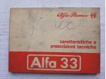 ALFA ROMEO 33  CARATTERISTICHE E PRESCRIZIONI TECNICHE  ORIGINALE