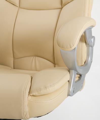 POLTRONA UFFICIO ERGONOMICA GIREVOLE IN ECOPELLE BEIGE - DIREZIONALE MODELLO SILKY - NUOVA - Foto 3