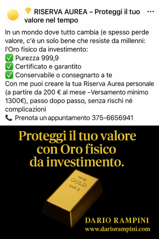 Promotore Oro Fisico da Investimento