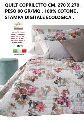 QUILT COPRILETTO TRAPUNTATO QUALITA' SUPERIORE MATRIMONIALE 100% COTONE