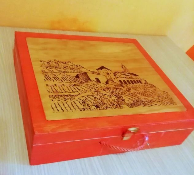 Cassetta in legno decorato Vuota X 4 Bottiglie - Foto 2