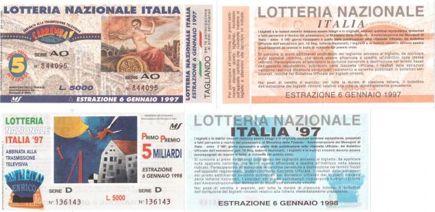 Album Collection 60 Tickets De Loterie Italiens De 1980 à 1991 - Pour Collectionneurs