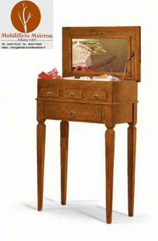 Mobili Classici Portagioie 4 Cassetti 1 Ribalta Legno Stile Arte Povera cod10406