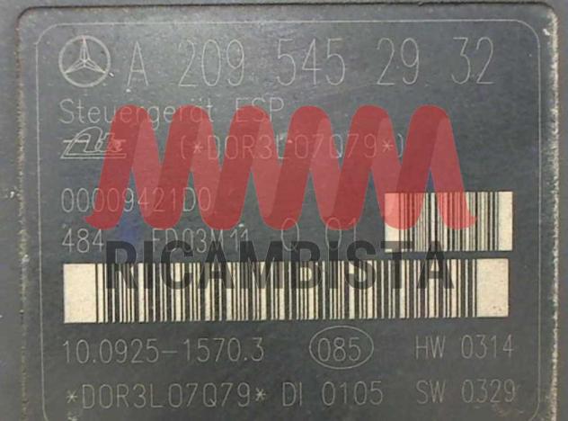 A2095452932 Mercedes Classe C180 centralina gruppo pompa ABS ESP