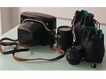 Praktica LTL 3 con 3 obiettivi e custodia.