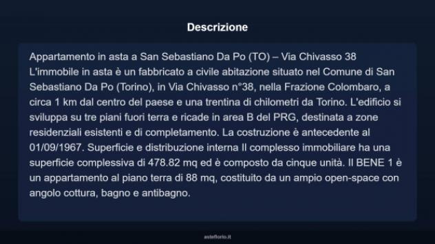 Immobile in asta di 478 m² con più di 5 locali e box auto doppio in vendita a San Sebastiano da Po - Foto 4