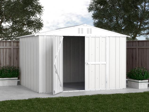 Box in Acciaio Zincato Casetta da Giardino in Lamiera 3.27 x 2.69 m x h2.15 m - 132 KG – 8.80 metri quadri - BIANCO - Foto 5