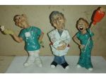 3 SIMPATICHE STATUETTE IN RESINA O SIMILARE DI EPOCA ATTUALE ALLEGORICHE
