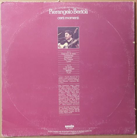 PIERANGELO BERTOLI -Certi Momenti- LP 1980 - Foto 3