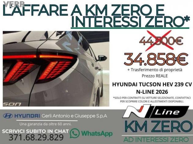 HYUNDAI Tucson 1.6 A/T HEV FULL HYBRID "N-LINE" KM ZERO - "PREZZO rif. 23886255 - Foto 4