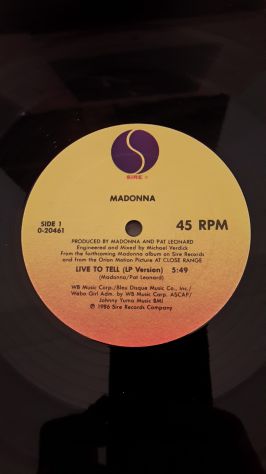 MADONNA, LIVE TO TELL, 1986 Sire Records Company, Paese: New York. - Foto 3