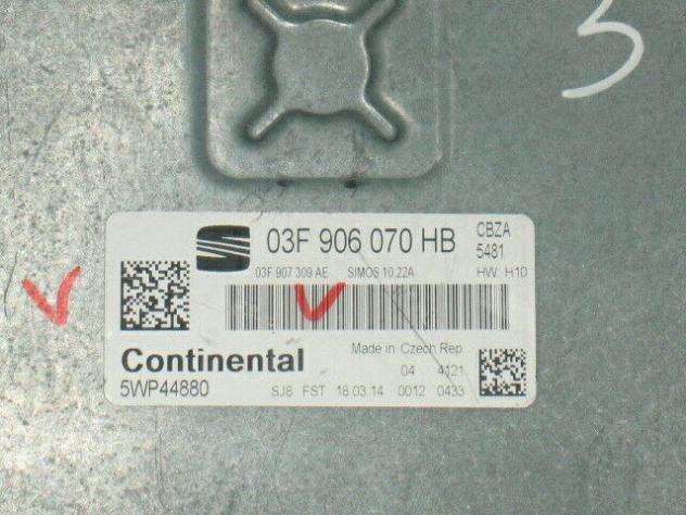 03F906070HB ECU Skoda Fabia Seat Ibiza 03F906070HB 5WP44880 Simos 10 22A - Foto 2