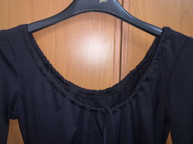 UNA MAGLIETTA DA DONNA/RAGAZZA,VINTAGE,NERA,CON MANICHE A 3/4 ELASTICIZZATA,TG S - Foto 8