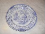 PLYMOUTH PIATTO CERAMICA BLU E BIANCO 1850 CIRCA CONDIZIONI MOLTO BUONE.