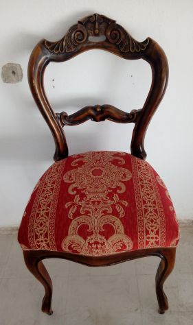 Sedie stile Luigi XVI in Legno Noce 4 pz imbottite - Foto 5