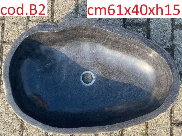 Lavabo lavandino da appoggio in pietra sasso di fiume 2