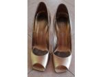 PAIA DI SCARPE ELEGANTI DONNA ORO CON TACCO  8,5 CM, N.37 BRAND:ENRICO LUGANI