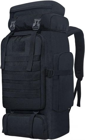 Zaino tattico 80L molle impermeabile trekking campeggio viaggi nero