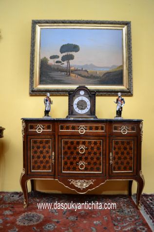 Servante stile Luigi XV transizione lastronata a marqueterie