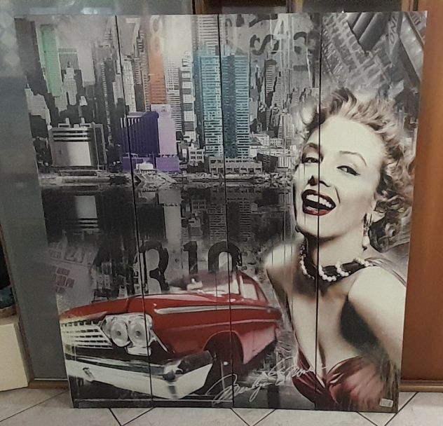 Paravento Separé divisorio Marilyn Monroe in 4 pannelli richiudibile - Foto 4
