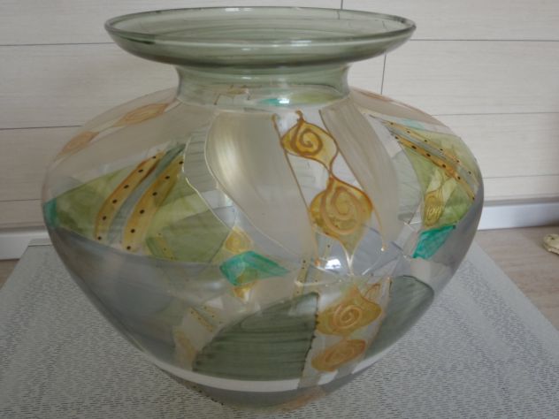 Centrotavola vaso vetro decorato