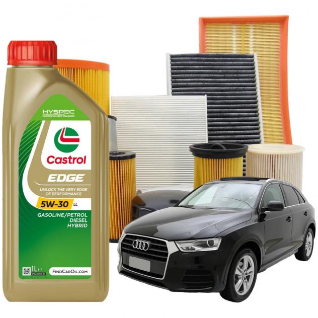 Kit Tagliando 5 Litri Olio Motore Castrol EDGE LL 5W30 per Audi Q3