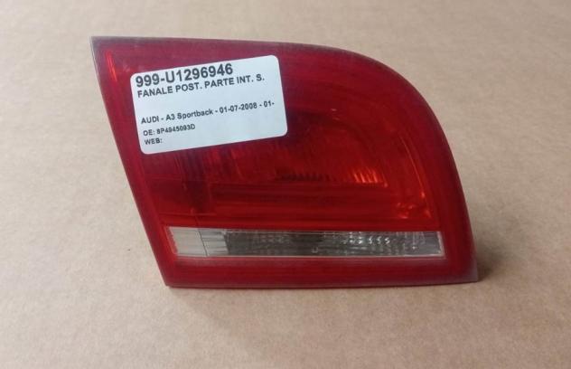 FANALE POST. PARTE INT. S. 999-U1296946 Parti elettriche  Fanaleria  Fanali  Fanale post. sx. AUDI - A3 Sportback - 01-07-2008 - 01-12-2012, AUDI - S3