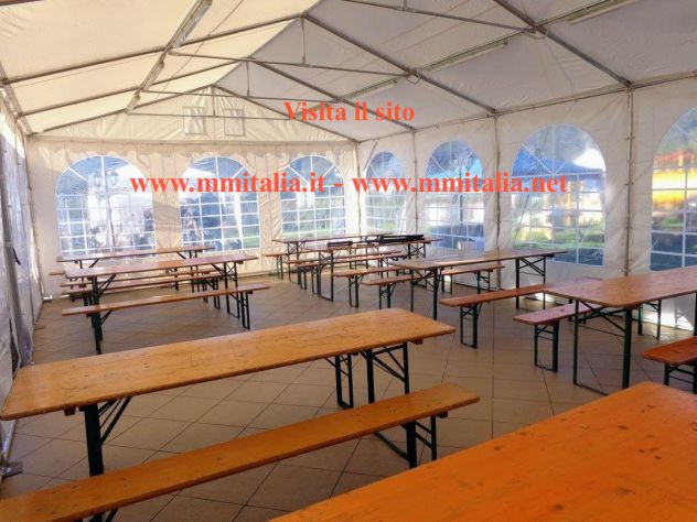 Set Panche e Tavoli per esterno , Set Birreria 50/67/80 verniciatura Ignifuga - Foto 2