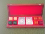 Set poker/bridge scatola vintage in legno con carte nuove e fiches
