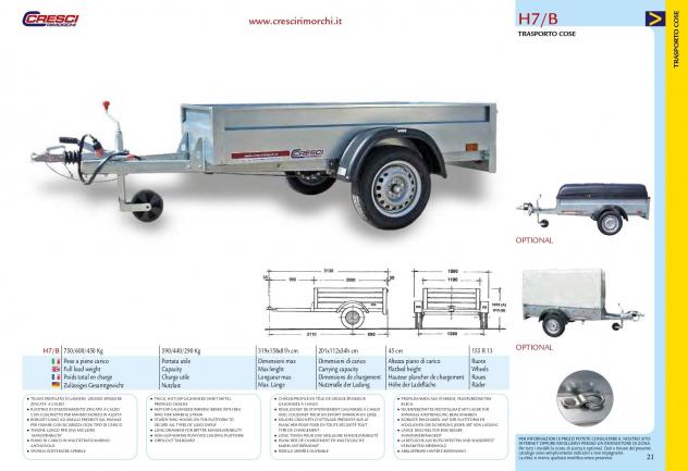 Rimorchio Cresci H7B 750/600/450 Kg - Foto 2