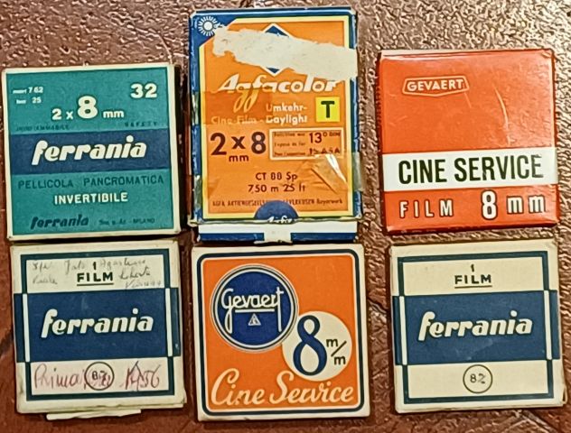 Collezione vintage di 6 pellicole di famiglia 8mm.