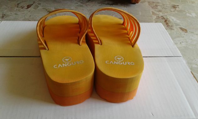 Ciabattoni zatteroni arancio con zeppa Canguro vintage nuovi 39/40 - Foto 2