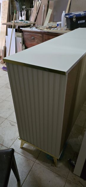 Credenza cannettata avorio chiaro e oro su misura con spedizione - Foto 4
