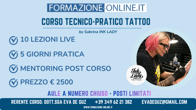 CORSO DI TATUAGGIO TECNICO-PRATICO con Sabrina INK LADY - LECCO