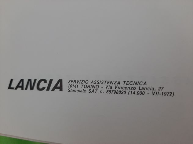 LANCIA 2000  DATI PRINCIPALI PER LE RIPARAZIONI ANNO 1972 - Foto 2