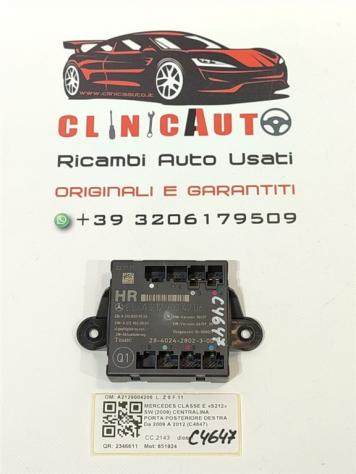 CENTRALINA PORTA POSTERIORE DX MERCEDES Classe E S. Wagon W212 A2129004206 651924 (09)
