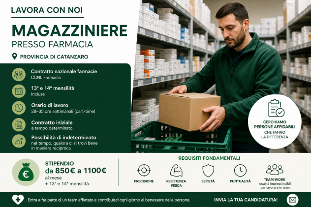Magazziniere presso Farmacia Provincia di Catanzaro