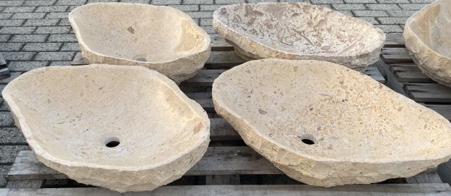 Lavabo lavandino da appoggio in pietra beige 1 - Foto 10