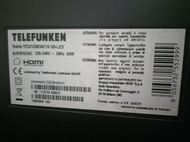 TV Telefunken 32 pollici full HDMI perfettamente funzionante completo di tutto m - Foto 5